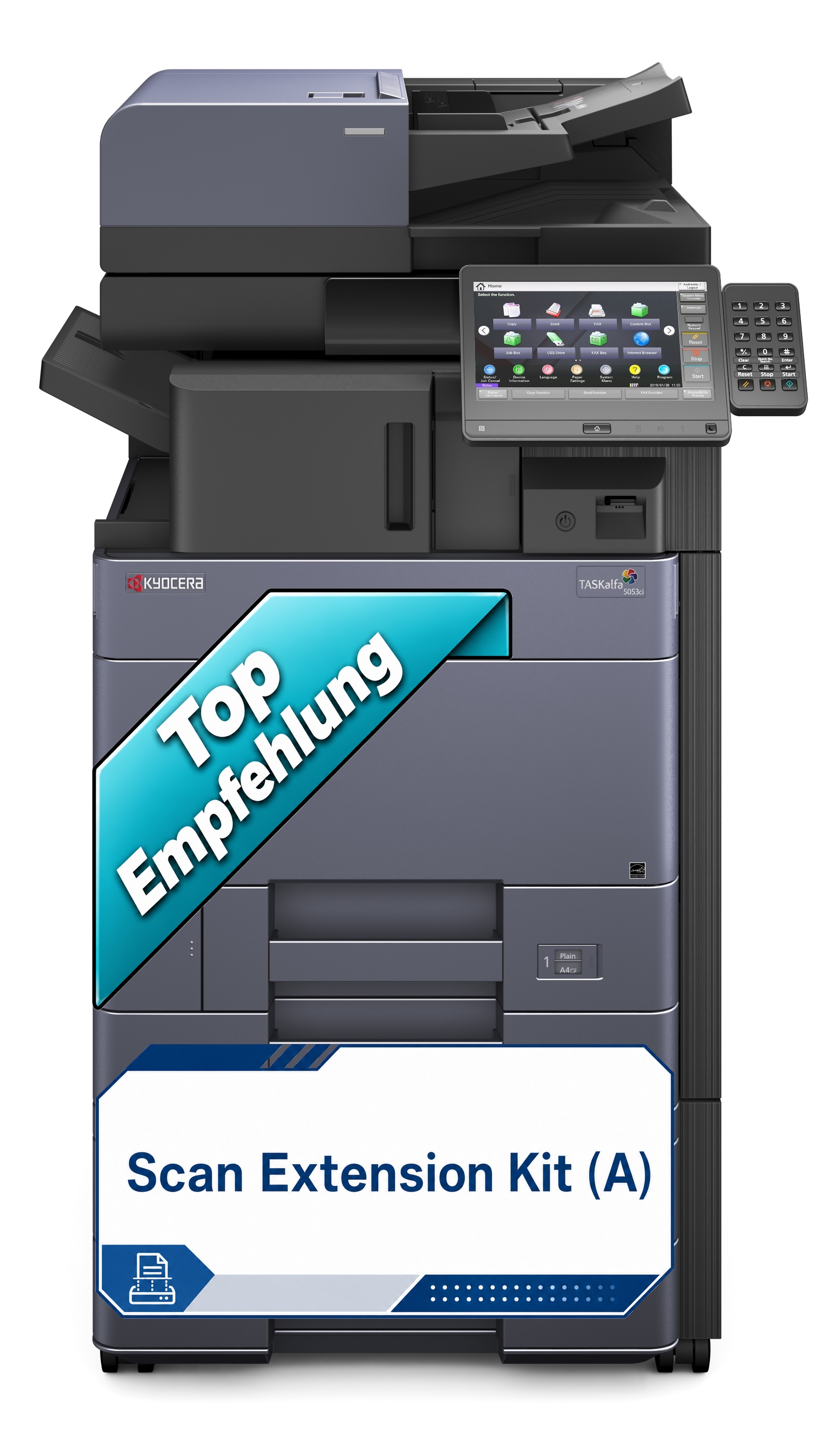 Kyocera TASKalfa 5053ci generalüberholt mit RADF, vier Papierkassetten und internem Finisher