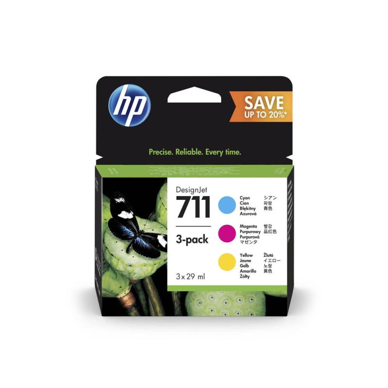 HP 711 (P2V32A) 3er-Pack cyan, magenta, gelb Tintenpatronen
